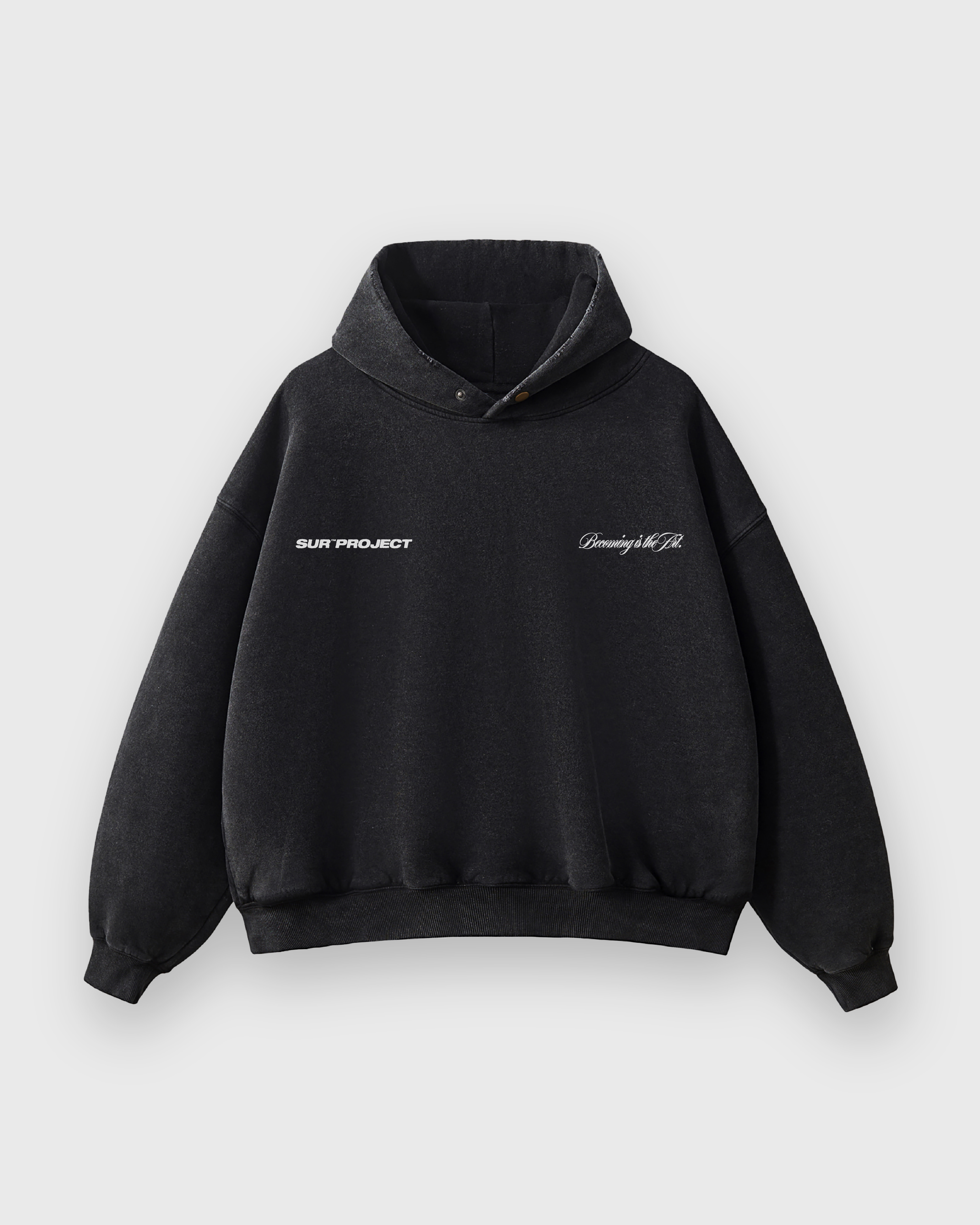 Becoming Is The Art Black Washed Premium Hoodie | Sur Project®