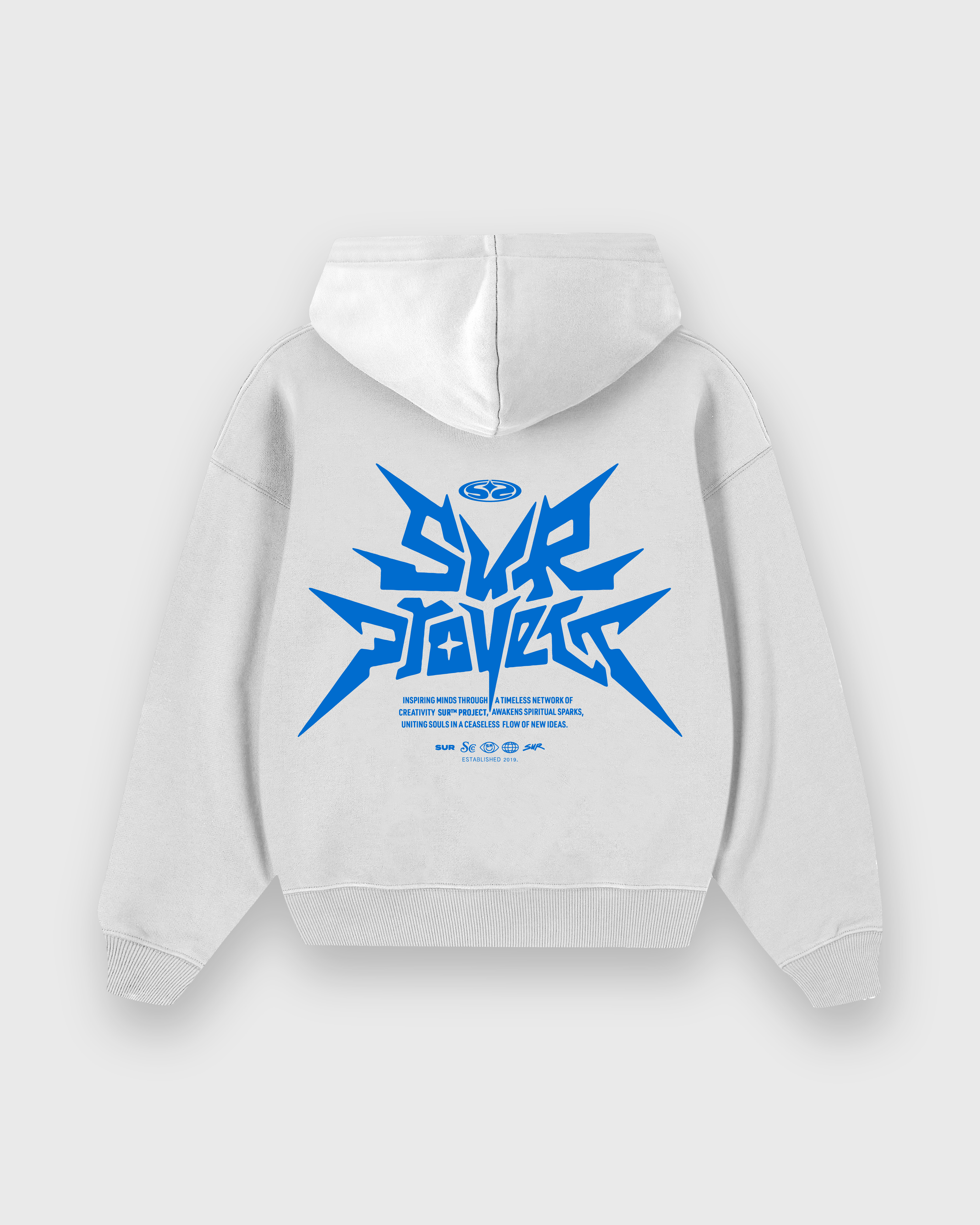 Distorted Vision White Oversized Hoodie | Sur Project®