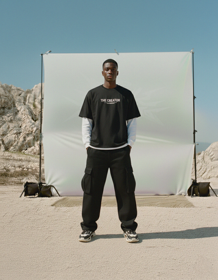 The Creator Black Layered Boxy Tee | Sur Project®