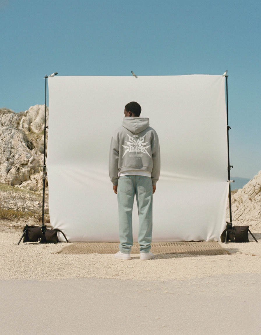 Distorted Vision Gray Boxy Hoodie | Sur Project®