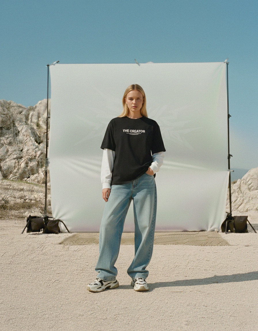 The Creator Black Layered Boxy Tee | Sur Project®