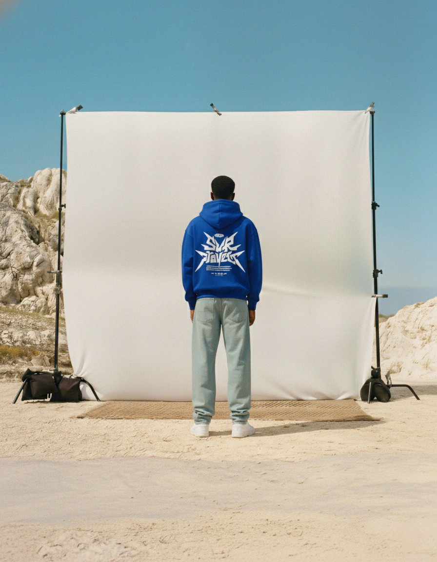 Distorted Vision Blue Oversized Hoodie | Sur Project®