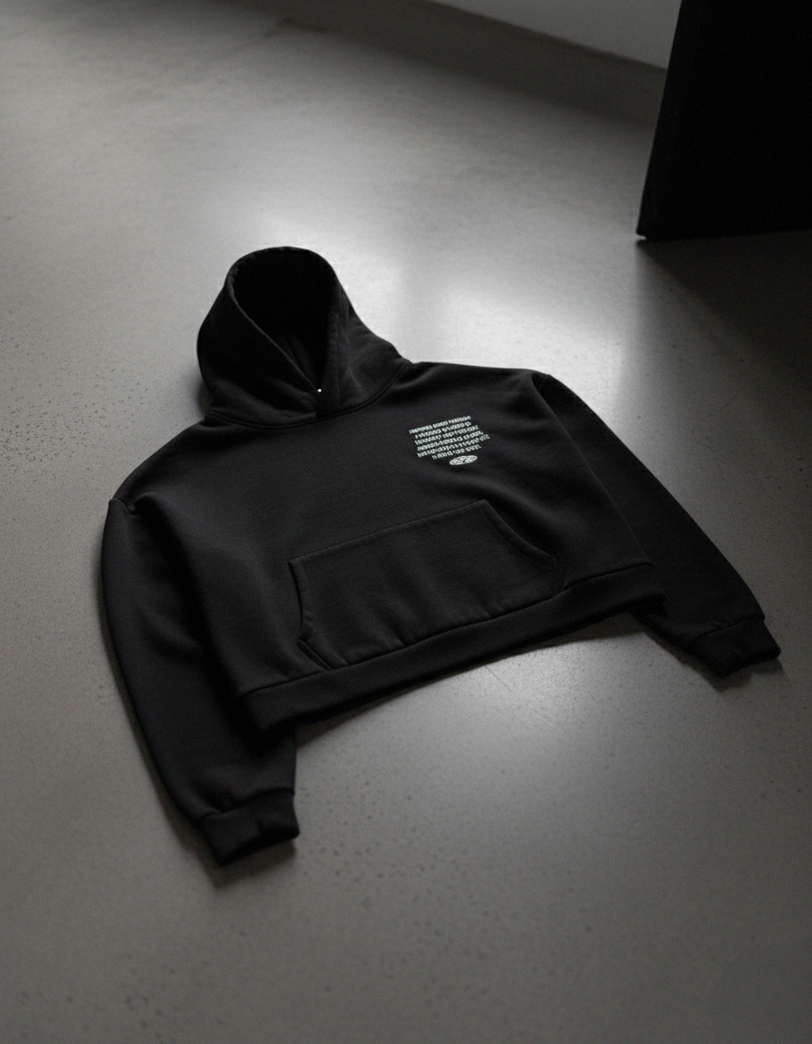Distorted Vision Black Boxy Hoodie | Sur Project®