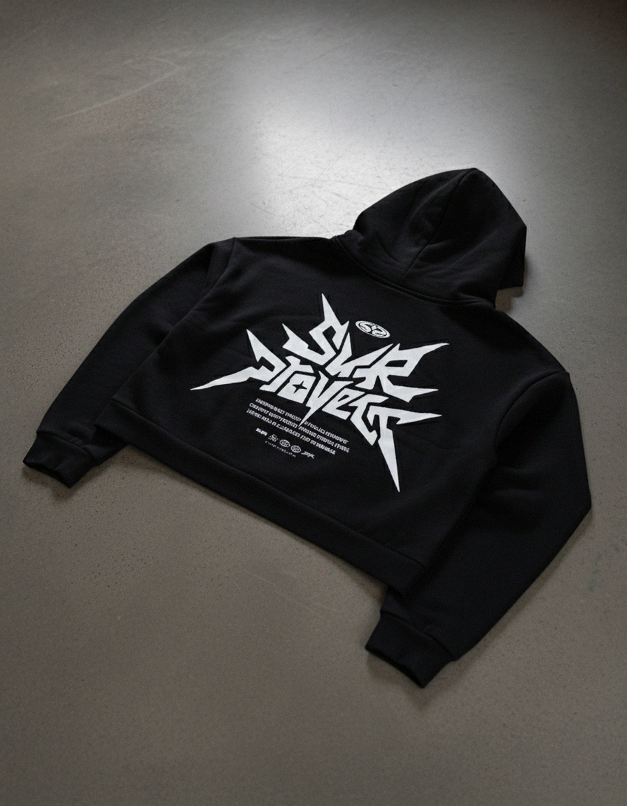 Distorted Vision Black Boxy Hoodie | Sur Project®