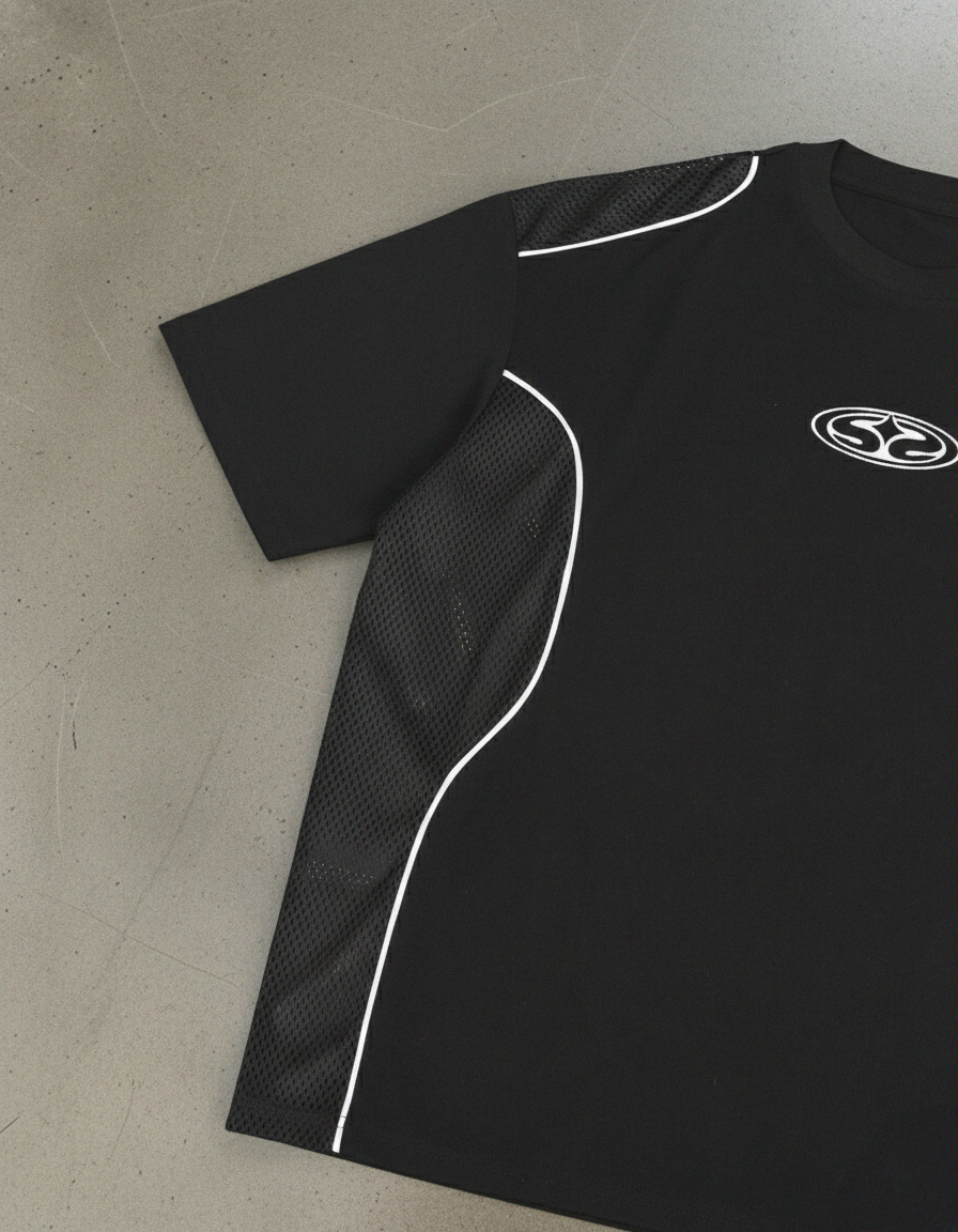 SUR Official Emblem Black Panelled T-Shirt | Sur Project®